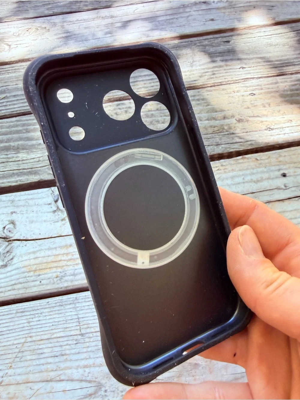 Black IPhone 17 Pro Phone Case with Built-in Ring Stand